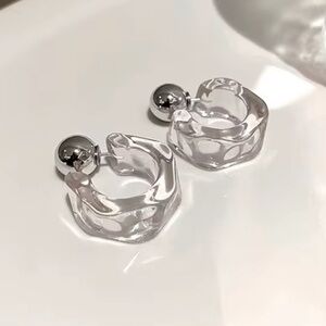 SALE!!!
Earrings Clear Lucite Front Back Hoop Silver JA15